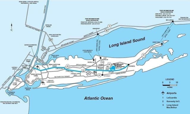 Mapa dos aeroportos de Long Island